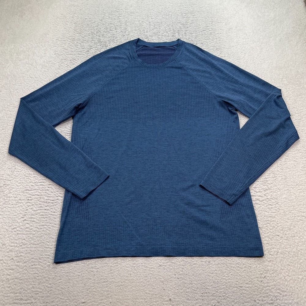 Lululemon Fundamental T-Shirt Men's Large Blue Long Sleeve‎ Start Where You Are